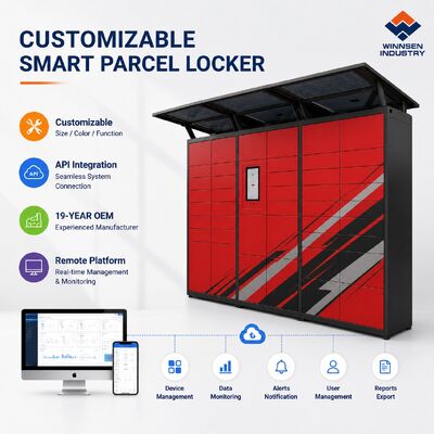 Kwaliteit Smart Pakket Locker met 15" Android Touchscreen en Cloud Remote Management voor aanpasbare compartimenten fabriek
