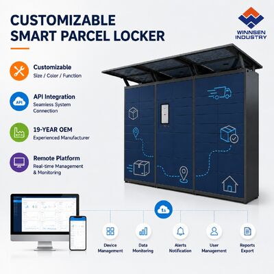 Kwaliteit Winnsen Smart Pakketkluis met Cloud Remote Management, 15,6" Android Touchscreen en 600 Deuren Eén Console voor 24/7 Afhaling fabriek