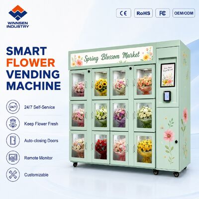 Kwaliteit Verkoelde verse bloemenmachine met 15,6 inch touchscreen en afstandsbediening voor supermarkten fabriek