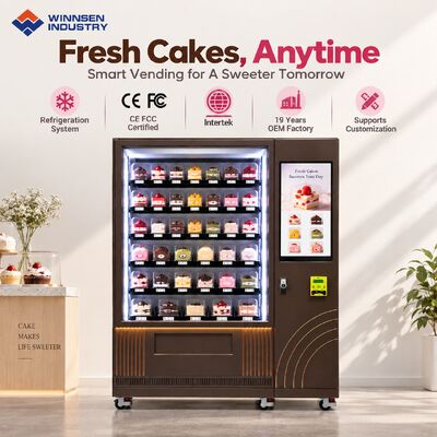 Kwaliteit Winnsen Automatic Bakery Cake Vending Machine Chilled Pastry Display Cashless Payment for Retail Store fabriek