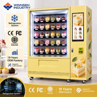 Kwaliteit Winnsen Automatic Cupcake Vending Machine with Refrigerated Cabinet for Small Bakery Shop fabriek