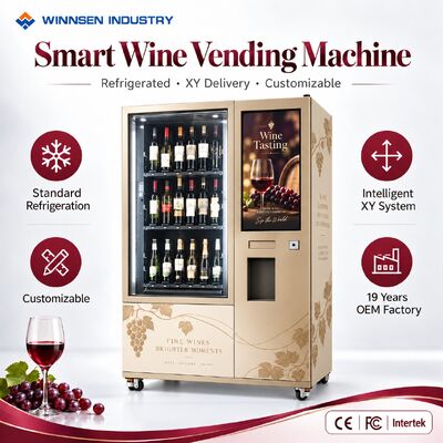 Kwaliteit Winnsen 32 Inch Touch Screen Wine Vending Machine Refrigerated Commercial Grade Steel fabriek