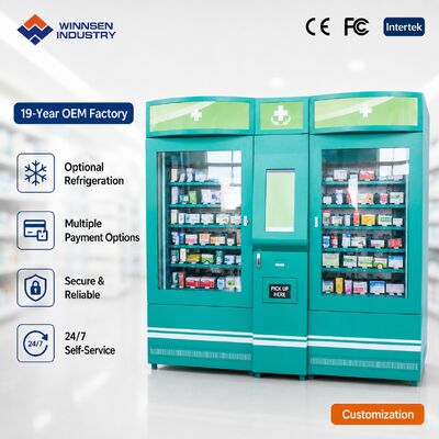Kwaliteit Winnsen 24 uur slimme apotheek verkoopmachine koel touchscreen medicijn kiosk voor de gemeenschap fabriek